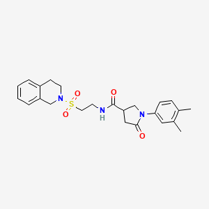 molecular formula C24H29N3O4S B2368071 N-(2-((3,4-二氢异喹啉-2(1H)-基)磺酰基)乙基)-1-(3,4-二甲基苯基)-5-氧代吡咯烷-3-甲酰胺 CAS No. 922115-64-8