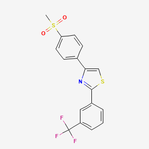 molecular formula C17H12F3NO2S2 B2368075 Methyl 4-{2-[3-(trifluoromethyl)phenyl]-1,3-thiazol-4-yl}phenyl sulfone CAS No. 861208-08-4