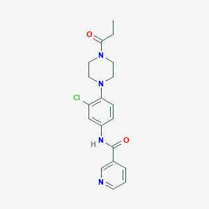 molecular formula C19H21ClN4O2 B236808 N-[3-chloro-4-(4-propanoylpiperazin-1-yl)phenyl]pyridine-3-carboxamide 