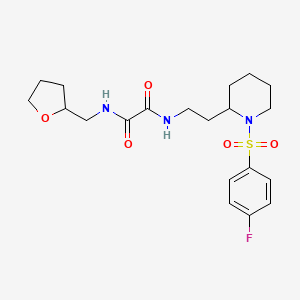 molecular formula C20H28FN3O5S B2368101 N1-(2-(1-((4-fluorophenyl)sulfonyl)piperidin-2-yl)ethyl)-N2-((tetrahydrofuran-2-yl)methyl)oxalamide CAS No. 898415-21-9