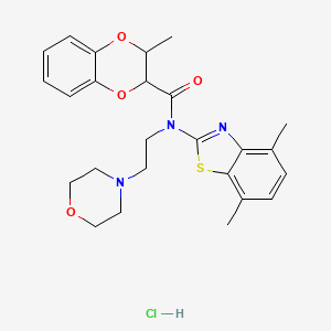 molecular formula C25H30ClN3O4S B2368103 N-(4,7-dimethylbenzo[d]thiazol-2-yl)-3-methyl-N-(2-morpholinoethyl)-2,3-dihydrobenzo[b][1,4]dioxine-2-carboxamide hydrochloride CAS No. 1396710-27-2