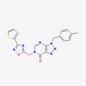 molecular formula C19H15N7O2S B2368105 3-(4-methylbenzyl)-6-((3-(thiophen-2-yl)-1,2,4-oxadiazol-5-yl)methyl)-3H-[1,2,3]triazolo[4,5-d]pyrimidin-7(6H)-one CAS No. 1207005-74-0