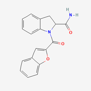 molecular formula C18H14N2O3 B2368109 1-(Benzofuran-2-carbonyl)indoline-2-carboxamide CAS No. 1103513-96-7