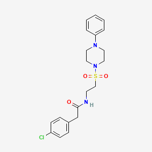 molecular formula C20H24ClN3O3S B2368114 2-(4-chlorophenyl)-N-[2-(4-phenylpiperazin-1-yl)sulfonylethyl]acetamide CAS No. 897621-75-9