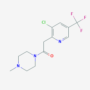 molecular formula C13H15ClF3N3O B2368124 2-[3-Chloro-5-(trifluoromethyl)-2-pyridinyl]-1-(4-methylpiperazino)-1-ethanone CAS No. 861209-70-3