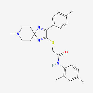 molecular formula C25H30N4OS B2368126 N-(2,4-二甲苯基)-2-((8-甲基-3-(对甲苯基)-1,4,8-三氮杂螺[4.5]癸-1,3-二烯-2-基)硫代)乙酰胺 CAS No. 1216390-02-1