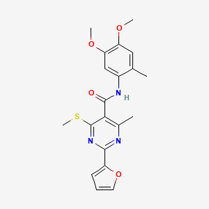 molecular formula C20H21N3O4S B2368127 N-(4,5-dimethoxy-2-methylphenyl)-2-(furan-2-yl)-4-methyl-6-(methylsulfanyl)pyrimidine-5-carboxamide CAS No. 1030721-71-1