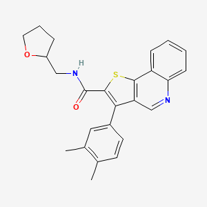 molecular formula C25H24N2O2S B2368132 3-(3,4-dimethylphenyl)-N-((tetrahydrofuran-2-yl)methyl)thieno[3,2-c]quinoline-2-carboxamide CAS No. 1223938-97-3
