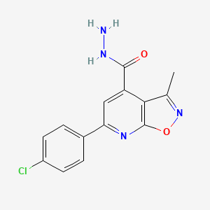 molecular formula C14H11ClN4O2 B2368133 6-(4-Chlorophenyl)-3-methylisoxazolo[5,4-b]pyridine-4-carbohydrazide CAS No. 938018-05-4