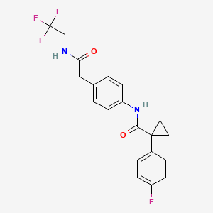molecular formula C20H18F4N2O2 B2368136 1-(4-fluorophenyl)-N-(4-(2-oxo-2-((2,2,2-trifluoroethyl)amino)ethyl)phenyl)cyclopropanecarboxamide CAS No. 1251579-41-5