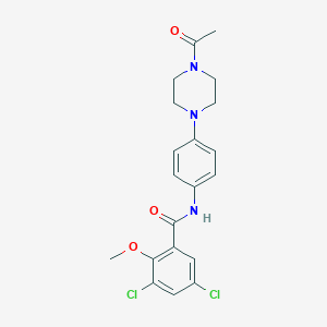 molecular formula C20H21Cl2N3O3 B236815 N-[4-(4-acetylpiperazin-1-yl)phenyl]-3,5-dichloro-2-methoxybenzamide 