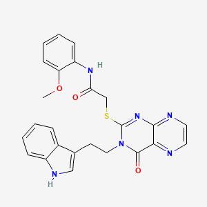 2-({3-[2-(1H-indol-3-yl)ethyl]-4-oxo-3,4-dihydropteridin-2-yl}thio)-N-(2-methoxyphenyl)acetamide