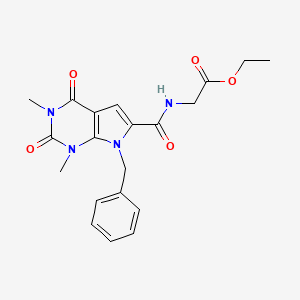 molecular formula C20H22N4O5 B2368155 ethyl 2-(7-benzyl-1,3-dimethyl-2,4-dioxo-2,3,4,7-tetrahydro-1H-pyrrolo[2,3-d]pyrimidine-6-carboxamido)acetate CAS No. 1021216-66-9