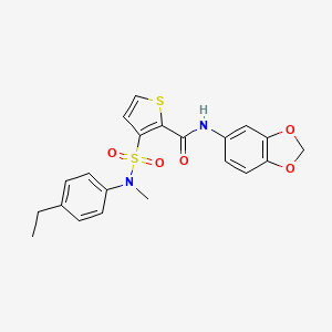 molecular formula C21H20N2O5S2 B2368164 N-(1,3-benzodioxol-5-yl)-3-[(4-ethylphenyl)(methyl)sulfamoyl]thiophene-2-carboxamide CAS No. 1105250-48-3