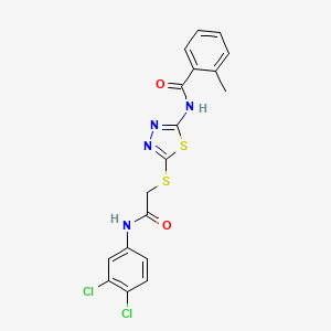 N-(5-((2-((3,4-dichlorophenyl)amino)-2-oxoethyl)thio)-1,3,4-thiadiazol-2-yl)-2-methylbenzamide
