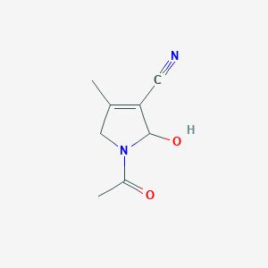 molecular formula C8H10N2O2 B2368173 1-乙酰基-2-羟基-4-甲基-2,5-二氢吡咯-3-腈 CAS No. 246147-59-1