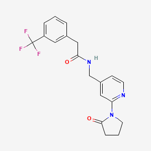 molecular formula C19H18F3N3O2 B2368192 N-((2-(2-oxopyrrolidin-1-yl)pyridin-4-yl)methyl)-2-(3-(trifluoromethyl)phenyl)acetamide CAS No. 2034568-14-2
