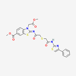 (Z)-methyl 3-(2-methoxy-2-oxoethyl)-2-((2-((2-oxo-2-((4-phenylthiazol-2-yl)amino)ethyl)thio)acetyl)imino)-2,3-dihydrobenzo[d]thiazole-6-carboxylate