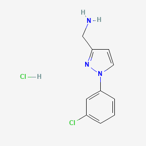molecular formula C10H11Cl2N3 B2368199 [1-(3-氯苯基)吡唑-3-基]甲胺；盐酸盐 CAS No. 2402828-63-9