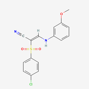 molecular formula C16H13ClN2O3S B2368207 (Z)-2-((4-氯苯基)磺酰基)-3-((3-甲氧苯基)氨基)丙烯腈 CAS No. 885188-44-3