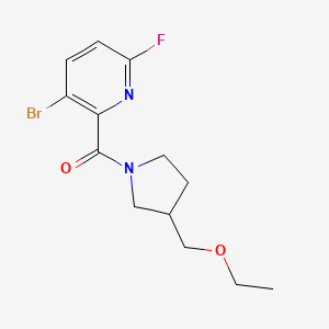 molecular formula C13H16BrFN2O2 B2368220 3-Bromo-2-[3-(ethoxymethyl)pyrrolidine-1-carbonyl]-6-fluoropyridine CAS No. 2094342-72-8
