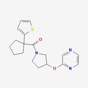 (3-(Pyrazin-2-yloxy)pyrrolidin-1-yl)(1-(thiophen-2-yl)cyclopentyl)methanone