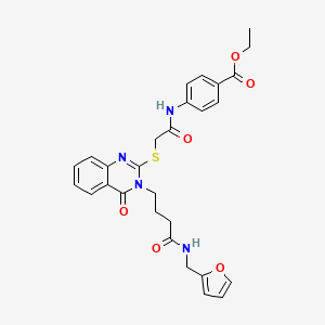 Ethyl 4-[[2-[3-[4-(furan-2-ylmethylamino)-4-oxobutyl]-4-oxoquinazolin-2-yl]sulfanylacetyl]amino]benzoate