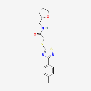 molecular formula C16H19N3O2S2 B2368246 N-((tetrahydrofuran-2-yl)methyl)-2-((3-(p-tolyl)-1,2,4-thiadiazol-5-yl)thio)acetamide CAS No. 864917-51-1