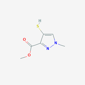 molecular formula C6H8N2O2S B2368248 1-甲基-4-巯基吡唑-3-甲酸甲酯 CAS No. 2228877-65-2