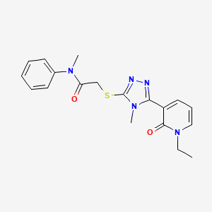 2-((5-(1-ethyl-2-oxo-1,2-dihydropyridin-3-yl)-4-methyl-4H-1,2,4-triazol-3-yl)thio)-N-methyl-N-phenylacetamide