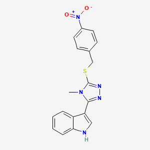 molecular formula C18H15N5O2S B2368254 3-(4-甲基-5-((4-硝基苄基)硫)-4H-1,2,4-三唑-3-基)-1H-吲哚 CAS No. 852143-27-2