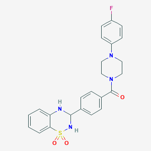 molecular formula C24H23FN4O3S B2368256 (4-(1,1-二氧化-3,4-二氢-2H-苯并[e][1,2,4]噻二嗪-3-基)苯基)(4-(4-氟苯基)哌嗪-1-基)甲苯酮 CAS No. 1216440-89-9