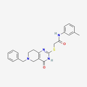 molecular formula C23H24N4O2S B2368261 2-((6-benzyl-4-oxo-3,4,5,6,7,8-hexahydropyrido[4,3-d]pyrimidin-2-yl)thio)-N-(m-tolyl)acetamide CAS No. 1110988-77-6