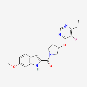 (3-((6-ethyl-5-fluoropyrimidin-4-yl)oxy)pyrrolidin-1-yl)(6-methoxy-1H-indol-2-yl)methanone