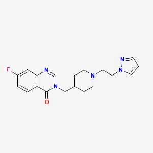 molecular formula C19H22FN5O B2368268 7-Fluoro-3-[[1-(2-pyrazol-1-ylethyl)piperidin-4-yl]methyl]quinazolin-4-one CAS No. 2415525-54-9