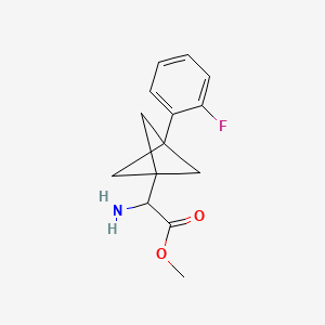 molecular formula C14H16FNO2 B2368269 Methyl 2-amino-2-[3-(2-fluorophenyl)-1-bicyclo[1.1.1]pentanyl]acetate CAS No. 2287260-64-2