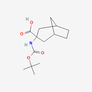 molecular formula C14H23NO4 B2368275 3-[(2-Methylpropan-2-yl)oxycarbonylamino]bicyclo[3.2.1]octane-3-carboxylic acid CAS No. 2163715-16-8