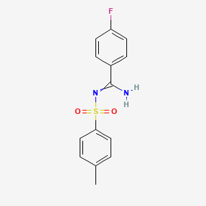 molecular formula C14H13FN2O2S B2368278 4-fluoro-N'-(4-methylphenyl)sulfonylbenzenecarboximidamide CAS No. 122884-65-5