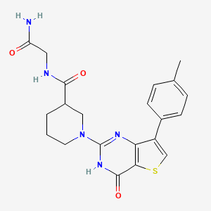 molecular formula C21H23N5O3S B2368281 N-(2-氨基-2-氧代乙基)-1-(4-氧代-7-(对甲苯基)-3,4-二氢噻吩并[3,2-d]嘧啶-2-基)哌啶-3-甲酰胺 CAS No. 1242971-33-0