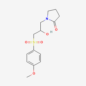 molecular formula C14H19NO5S B2368288 1-{2-Hydroxy-3-[(4-methoxyphenyl)sulfonyl]propyl}-2-pyrrolidinone CAS No. 400083-37-6