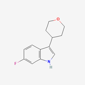 molecular formula C13H14FNO B2368292 6-氟-3-(四氢-2H-吡喃-4-基)-1H-吲哚 CAS No. 1774896-40-0