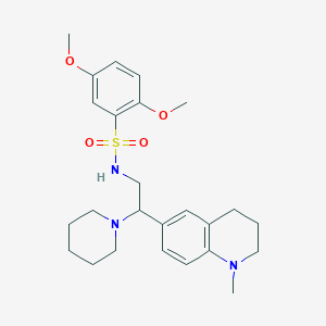 molecular formula C25H35N3O4S B2368293 2,5-dimethoxy-N-(2-(1-methyl-1,2,3,4-tetrahydroquinolin-6-yl)-2-(piperidin-1-yl)ethyl)benzenesulfonamide CAS No. 946266-29-1