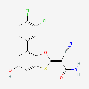 (Z)-2-cyano-2-(7-(3,4-dichlorophenyl)-5-hydroxybenzo[d][1,3]oxathiol-2-ylidene)acetamide