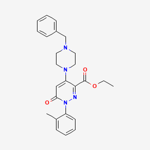 molecular formula C25H28N4O3 B2368300 Ethyl 4-(4-benzylpiperazin-1-yl)-6-oxo-1-(o-tolyl)-1,6-dihydropyridazine-3-carboxylate CAS No. 922096-14-8