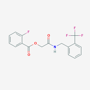 molecular formula C17H13F4NO3 B2368309 2-Oxo-2-((2-(trifluoromethyl)benzyl)amino)ethyl 2-fluorobenzoate CAS No. 1794741-75-5