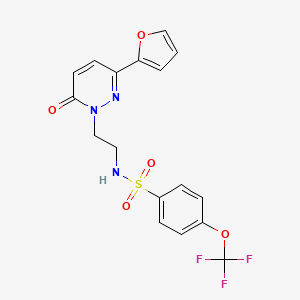 molecular formula C17H14F3N3O5S B2368319 N-(2-(3-(furan-2-yl)-6-oxopyridazin-1(6H)-yl)ethyl)-4-(trifluoromethoxy)benzenesulfonamide CAS No. 946344-52-1