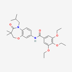 molecular formula C28H38N2O6 B2368321 3,4,5-triethoxy-N-(5-isobutyl-3,3-dimethyl-4-oxo-2,3,4,5-tetrahydrobenzo[b][1,4]oxazepin-8-yl)benzamide CAS No. 921526-85-4