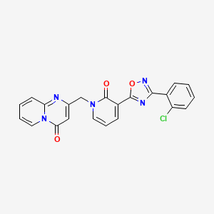 molecular formula C22H14ClN5O3 B2368325 2-{[3-[3-(2-chlorophenyl)-1,2,4-oxadiazol-5-yl]-2-oxopyridin-1(2H)-yl]methyl}-4H-pyrido[1,2-a]pyrimidin-4-one CAS No. 1396865-12-5
