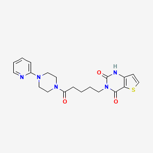molecular formula C20H23N5O3S B2368342 3-[5-oxo-5-(4-pyridin-2-ylpiperazin-1-yl)pentyl]-1H-thieno[3,2-d]pyrimidine-2,4-dione CAS No. 866350-19-8