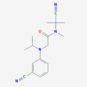 molecular formula C17H22N4O B2368343 N-(1-cyano-1-methylethyl)-2-[(3-cyanophenyl)(propan-2-yl)amino]-N-methylacetamide CAS No. 1252470-32-8